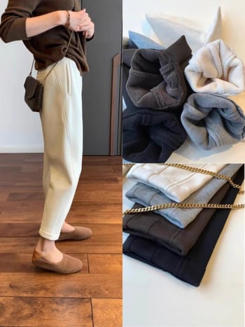 Παντελόνια εγκυμοσύνης, παχιά με επένδυση φλίς, άνετη γραμμή, υποστήριξη κοιλιάς, βαμβάκι 50–70%