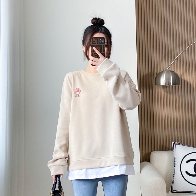 Пуловер за кърмене през пролетта и есента, памук 90%, средно дълъг топ, стилно облекло за майки