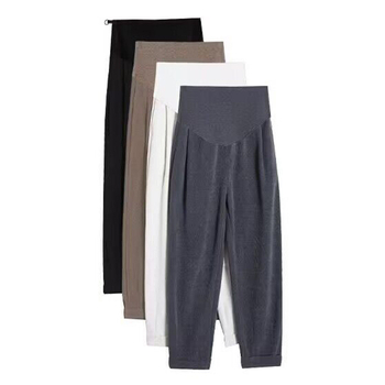 Παντελόνια εγκυμοσύνης με chenille βαμβάκι, επένδυση φλίς, φαρδιά γραμμή, μήκος ¾, στήριξη κοιλιάς