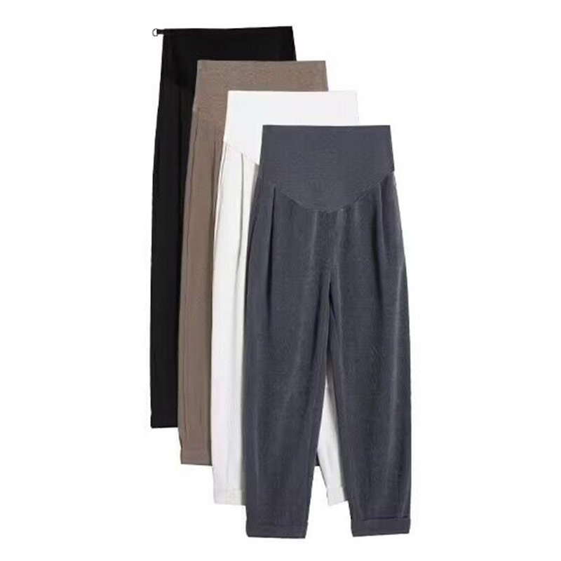 Παντελόνια εγκυμοσύνης με chenille βαμβάκι, επένδυση φλίς, φαρδιά γραμμή, μήκος ¾, στήριξη κοιλιάς