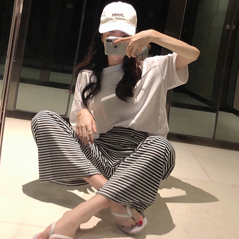 Παντελόνια εγκυμοσύνης με υποστήριξη κοιλιάς, επένδυση φλίς, ριγέ οριζόντια, 95% βαμβάκι