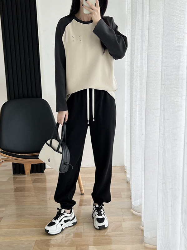 Nėščiųjų džemperis rudens–žiemos 2025, žindymo topas po gimdymo, laisvas kasualus stilius, medvilnė, apvalus kaklo iškirptė, ilgomis rankovėmis