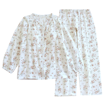 Пижами за кърмене след раждане с подплънки за кърмене, 100% памук, памучна газова тъкан, V-образно деколте, дълги ръкави, панталони, подходящи за пролет-лято-есен