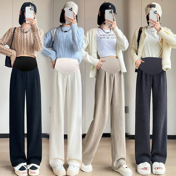 Παντελόνια εγκυμοσύνης, φαρδιά γραμμή, φλις επένδυση, βαμβακο-πολυεστέρα με ελαστάνη μέχρι 30%, στήριξη κοιλιάς, μακριά, χαλαρή εφαρμογή (Άνοιξη 2023)