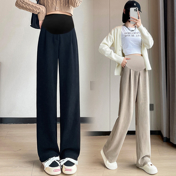 Παντελόνια εγκυμοσύνης, φαρδιά γραμμή, φλις επένδυση, βαμβακο-πολυεστέρα με ελαστάνη μέχρι 30%, στήριξη κοιλιάς, μακριά, χαλαρή εφαρμογή (Άνοιξη 2023)