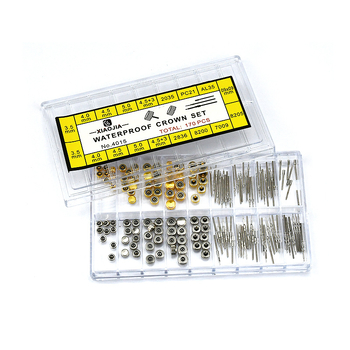 Piese de reparare pentru ceasuri: coroană, ax și mâner din metal (modelul 4015) – set ambalat
