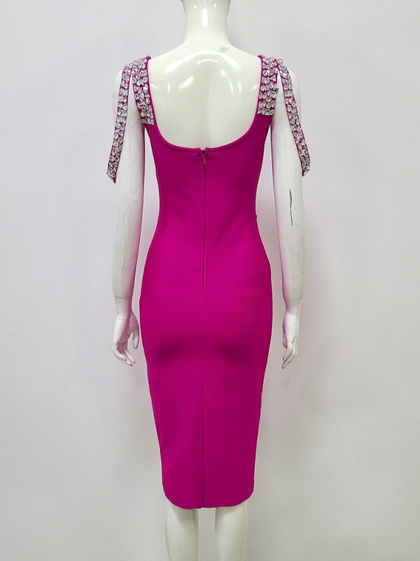 Bandage ruha, ujjatlan, U-nyakú kivágás, poliészter-spandex keverék, rövid szűk fazon, party- vagy estélyi viselet, tavasz 2024