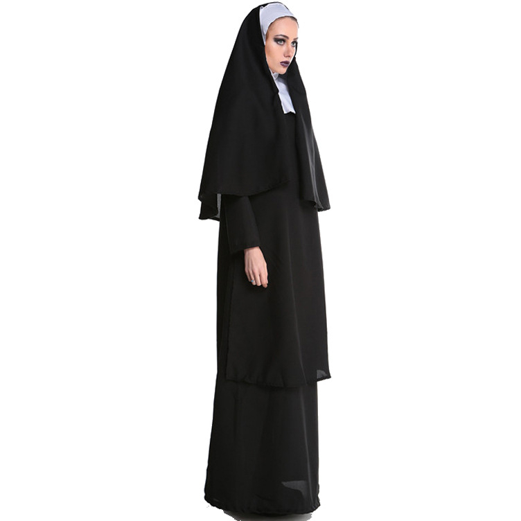 Halloween kostim časnoj sestri za žene, Milk Silk tkanina, glavni materijal poliester, Beauty embryo marka, za igru uloga i maškare