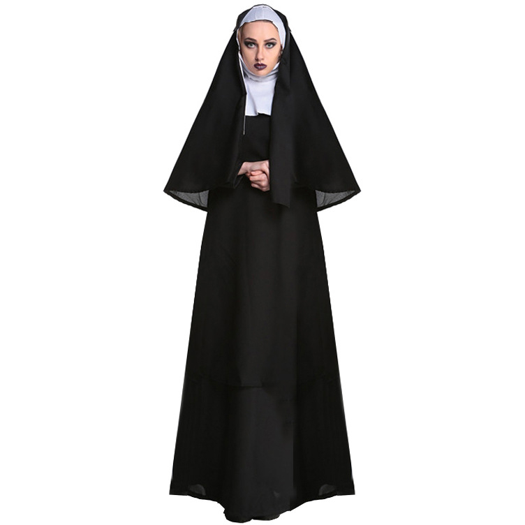 Halloween kostim časnoj sestri za žene, Milk Silk tkanina, glavni materijal poliester, Beauty embryo marka, za igru uloga i maškare