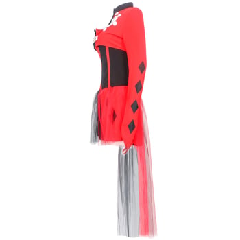 Costum de clovn feminin pentru scenă, material amestec de bumbac și poliester, ținută de mascaradă