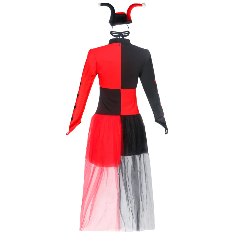 Costum de clovn feminin pentru scenă, material amestec de bumbac și poliester, ținută de mascaradă