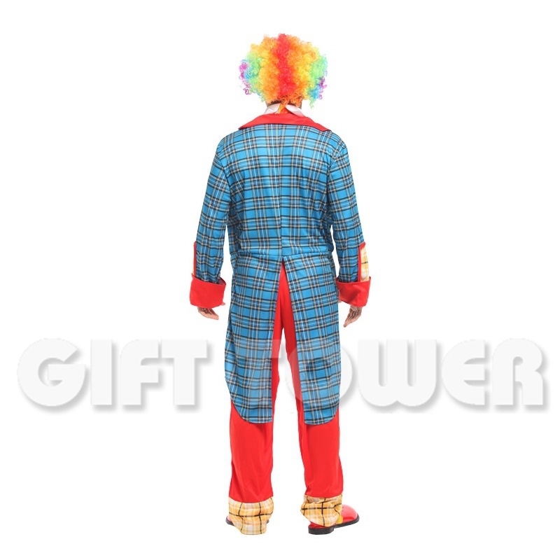 Costum de clown masculin, în stil smoking pentru reprezentații pe scenă, model M-0075, țesătură poliester 95%+