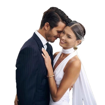 Elonia Voal Birdcage cu mărgele de perlă, plasă cu ochi mari, formă romb