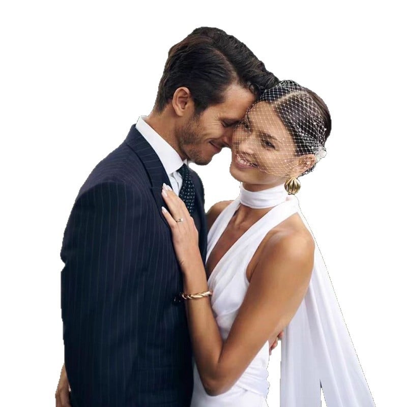 Elonia Voal Birdcage cu mărgele de perlă, plasă cu ochi mari, formă romb