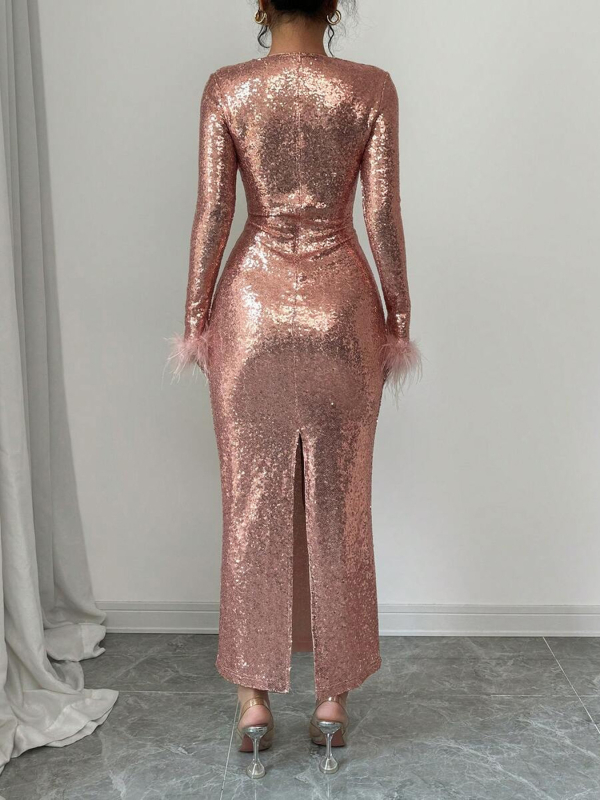 Csillogó ruha, hosszú ujjú, hosszú szoknyával, poliészter >95%, 2025