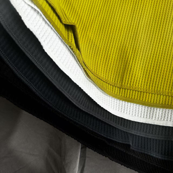 Tricou cu mâneci lungi, în stil japonez, tricot gros cu textură wafle, logo brodat mic, croială lejeră