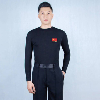 Мъжко танцово облекло от модал, дълъг ръкав, висока яка, за модерни, латински, бални и квадратни танци (50% модал)