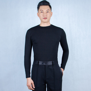 Мъжко танцово облекло от модал, дълъг ръкав, висока яка, за модерни, латински, бални и квадратни танци (50% модал)