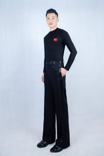 Мъжко танцово облекло от модал, дълъг ръкав, висока яка, за модерни, латински, бални и квадратни танци (50% модал)