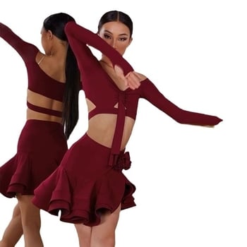 Латинска танцова рокля за възрастни — рокля с голяма пола, едноцветна, пролетна, плат от поливинилхлорид, подплата PVC