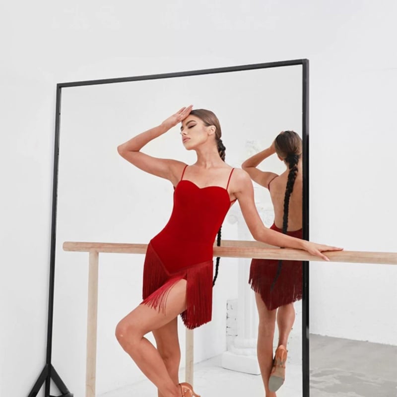 Унисекс латино танцово облекло: горнище с презрамки и открит гръб, пола със звездно-ъглов детайл – пролетна танцова екипировка за гимнастика и латин танци