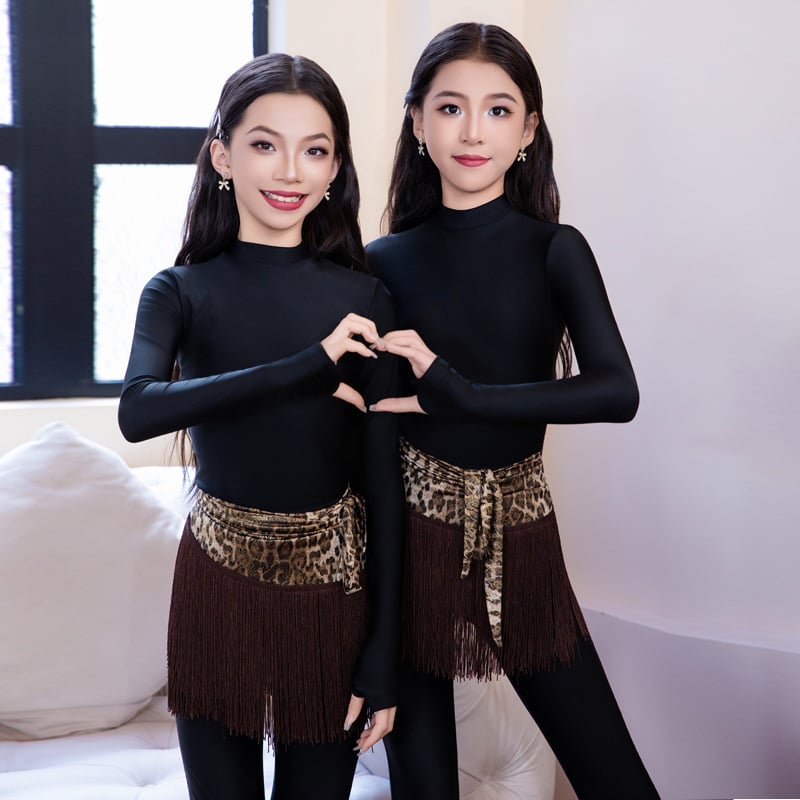 Bērnu leoparda printa latīņu dejas bikses, Milk Silk audums ar 80-90% neilona, rudens 2025, ķīniešu stils, literārais retro