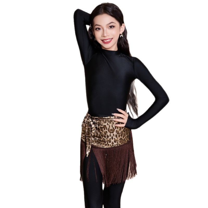 Bērnu leoparda printa latīņu dejas bikses, Milk Silk audums ar 80-90% neilona, rudens 2025, ķīniešu stils, literārais retro