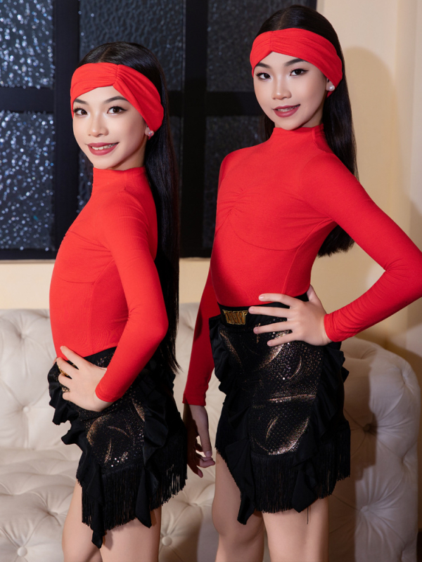 Lányok latin tánc gyakorló készlet, nylon anyag, 80–90% nylon, kínai stílus, irodalmi retro, őszi 2025