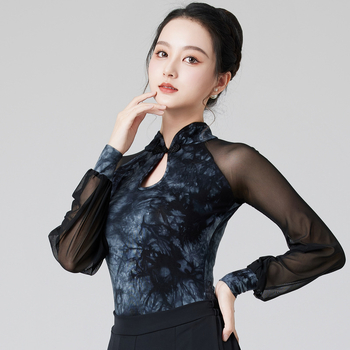 Женски латин денс топ, памучен плат 95%, памучна подплата 95%, танцово облекло.