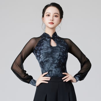 Женски латин денс топ, памучен плат 95%, памучна подплата 95%, танцово облекло.