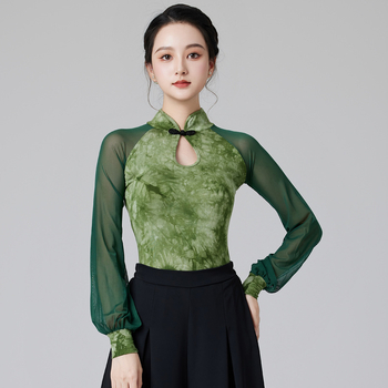 Женски латин денс топ, памучен плат 95%, памучна подплата 95%, танцово облекло.