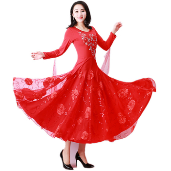 Рокля за бални танци с дълъг ръкав — Milk Silk тъкан, Състав: Spandex 50%, подходяща за бални танци, валс и сценични изпълнения