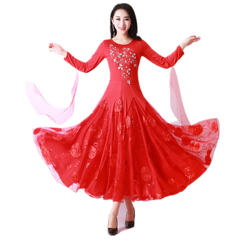 Рокля за бални танци с дълъг ръкав — Milk Silk тъкан, Състав: Spandex 50%, подходяща за бални танци, валс и сценични изпълнения