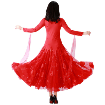 Рокля за бални танци с дълъг ръкав — Milk Silk тъкан, Състав: Spandex 50%, подходяща за бални танци, валс и сценични изпълнения