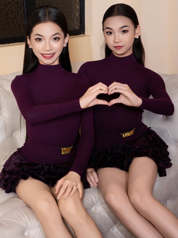 Bērnu latīņu deju tērps mēģinājumiem ar franžu detaļām, neilona audums, galvenais poliester 80-90%, rudens 2025.