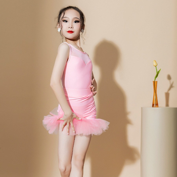 Детски латински танцов костюм за момичета — плат спандекс 70%, сезони: лято, пролет, есен, за латин танц и сценични изпълнения