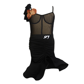 Costum latino de dans pentru copii – set separat, culoare solidă, 70% Spandex țesătură, 70% Spandex căptuire, Număr produs 3635