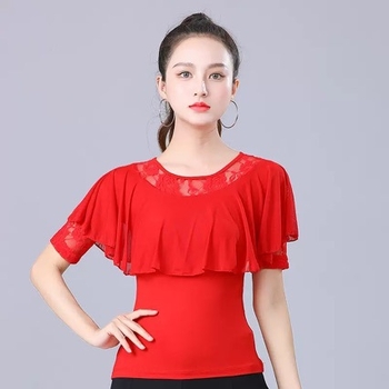 Комплект за квадратни танци: топ с кръгло деколте, разделен модел, плат Milk Silk с 90% Spandex, подплата Milk Silk, подходящ за латински, бални и фолклорни танци