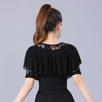 Комплект за квадратни танци: топ с кръгло деколте, разделен модел, плат Milk Silk с 90% Spandex, подплата Milk Silk, подходящ за латински, бални и фолклорни танци