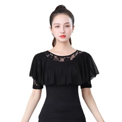 Комплект за квадратни танци: топ с кръгло деколте, разделен модел, плат Milk Silk с 90% Spandex, подплата Milk Silk, подходящ за латински, бални и фолклорни танци