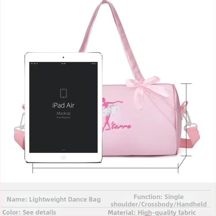 Bērnu pleca soma dejai ar izšūtu satīna apdari, viegls Oxford auduma mugursoma skolai un dejām (Jauda zem 20 L; Materiāls: Oxford audums; Elpojošs, ūdensizturīgs un nodilumizturīgs; Izliektā pleca siksna)