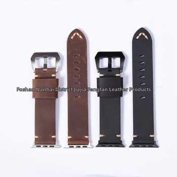 Iš tikros odos išmaniojo laikrodžio dirželis, Crazy Horse vintažo oda, Hepburn stilius, literatūrinis retro dizainas