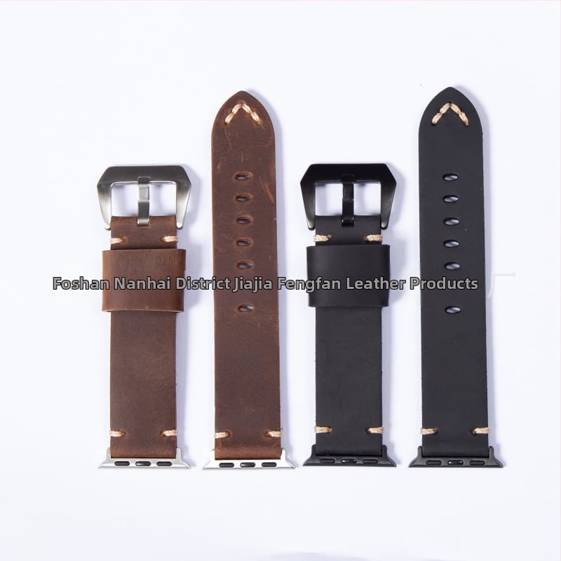 Iš tikros odos išmaniojo laikrodžio dirželis, Crazy Horse vintažo oda, Hepburn stilius, literatūrinis retro dizainas