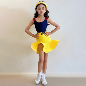 Gyerekek latin tánc edzőruha ujjatlan a színpadra – Nylon 80–90%, Nyár 2025, Hercegnő stílus