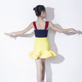 Gyerekek latin tánc edzőruha ujjatlan a színpadra – Nylon 80–90%, Nyár 2025, Hercegnő stílus