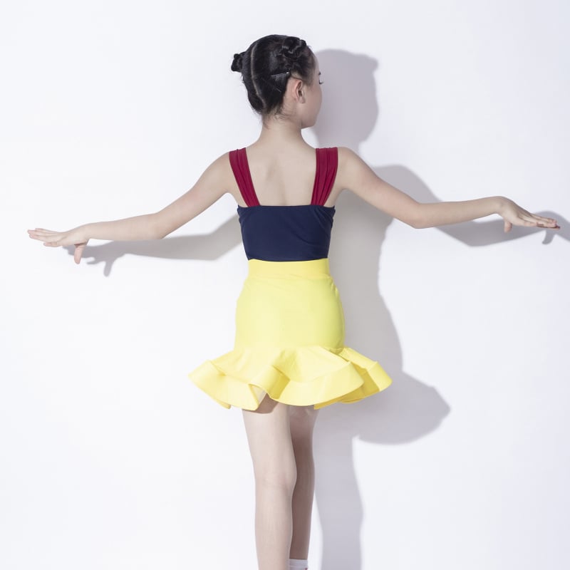 Gyerekek latin tánc edzőruha ujjatlan a színpadra – Nylon 80–90%, Nyár 2025, Hercegnő stílus