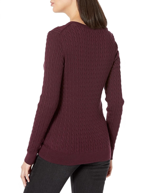 Плетен пуловер за базов слой за жени, солиден цвят, свободна кройка, дълги ръкави, кръгло деколте, материя: имитационен кашмир с вискоза