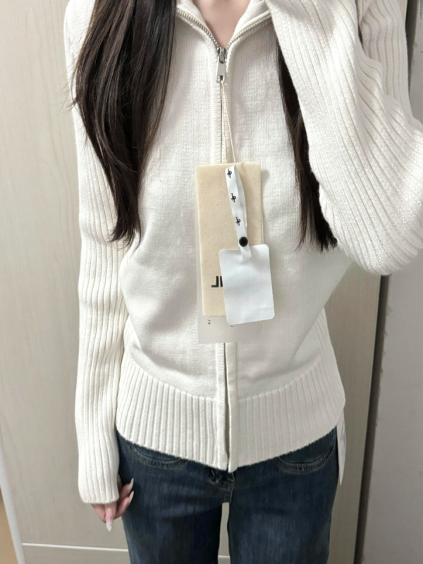 Kórejský štýl cardigan sveter s límom a zipsom, dlhé rukávy, úzky strih