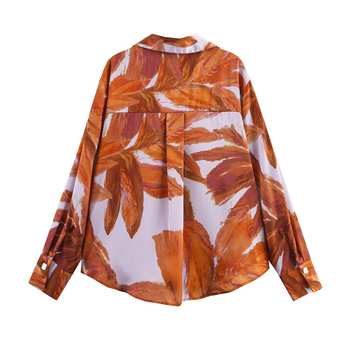 Krekls no poliestera, drukāts raksts, garas piedurknes, kakla revers, sprādžu aizdare