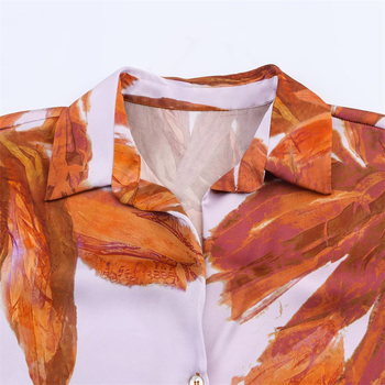 Krekls no poliestera, drukāts raksts, garas piedurknes, kakla revers, sprādžu aizdare